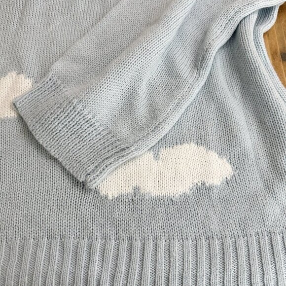 NWT Made With Love Sky Blue Sweater Clouds 3X - Picture 2 of 7